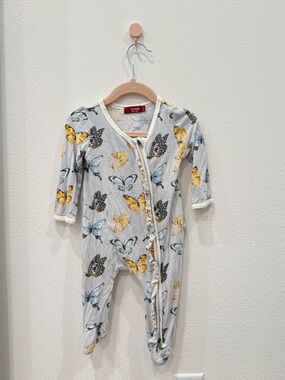 Milkbarn Baby Girl Butterfly Bamboo Footie  6-9M
